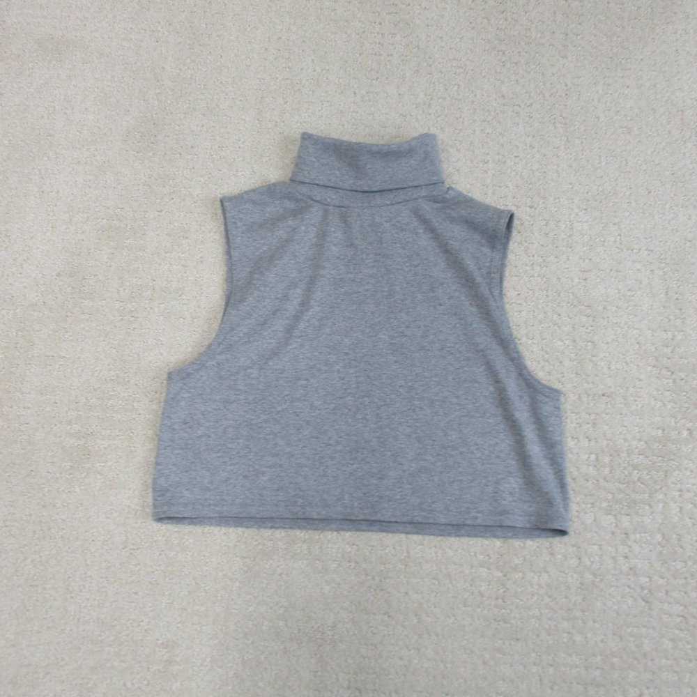 White Stag Crop Top Womens L/XL Grey Turtle Sweater Short Sleeve Crop Top